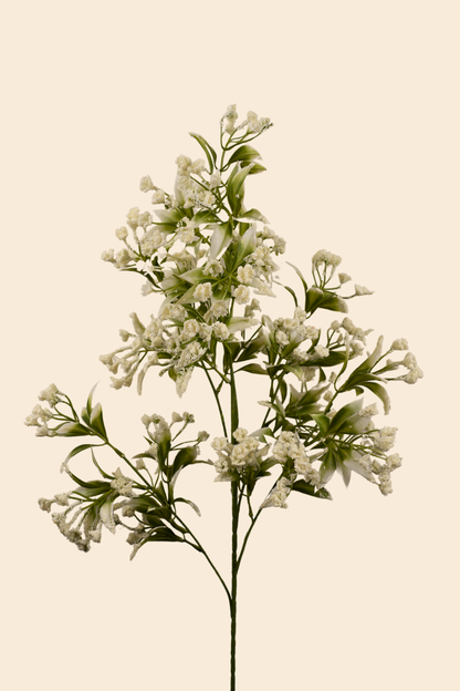 Faux Gypsophila Babys Breath Flower Stem - White