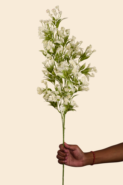 Faux Gypsophila Babys Breath Flower Stem - White