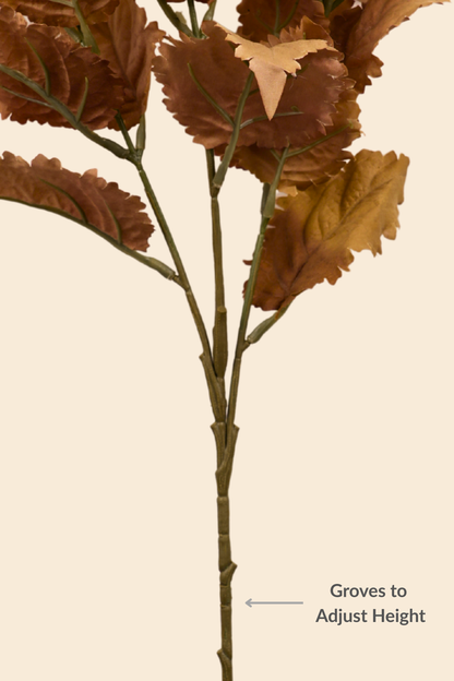Faux Leaf Spray Bloom Spike Flower Stem - Brown
