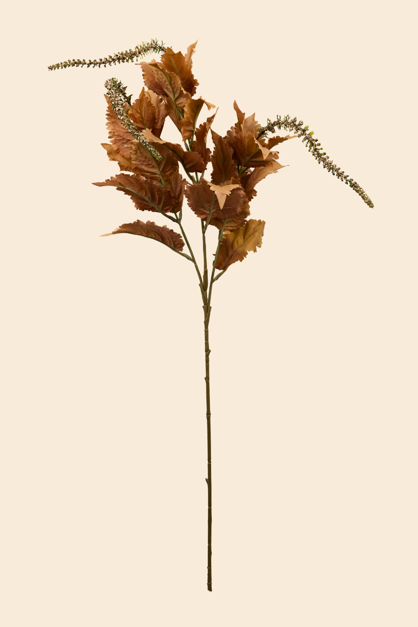 Faux Leaf Spray Bloom Spike Flower Stem - Brown
