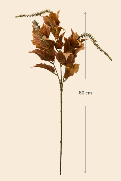 Faux Leaf Spray Bloom Spike Flower Stem - Brown