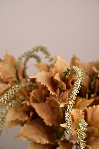 Faux Leaf Spray Bloom Spike Flower Stem - Brown