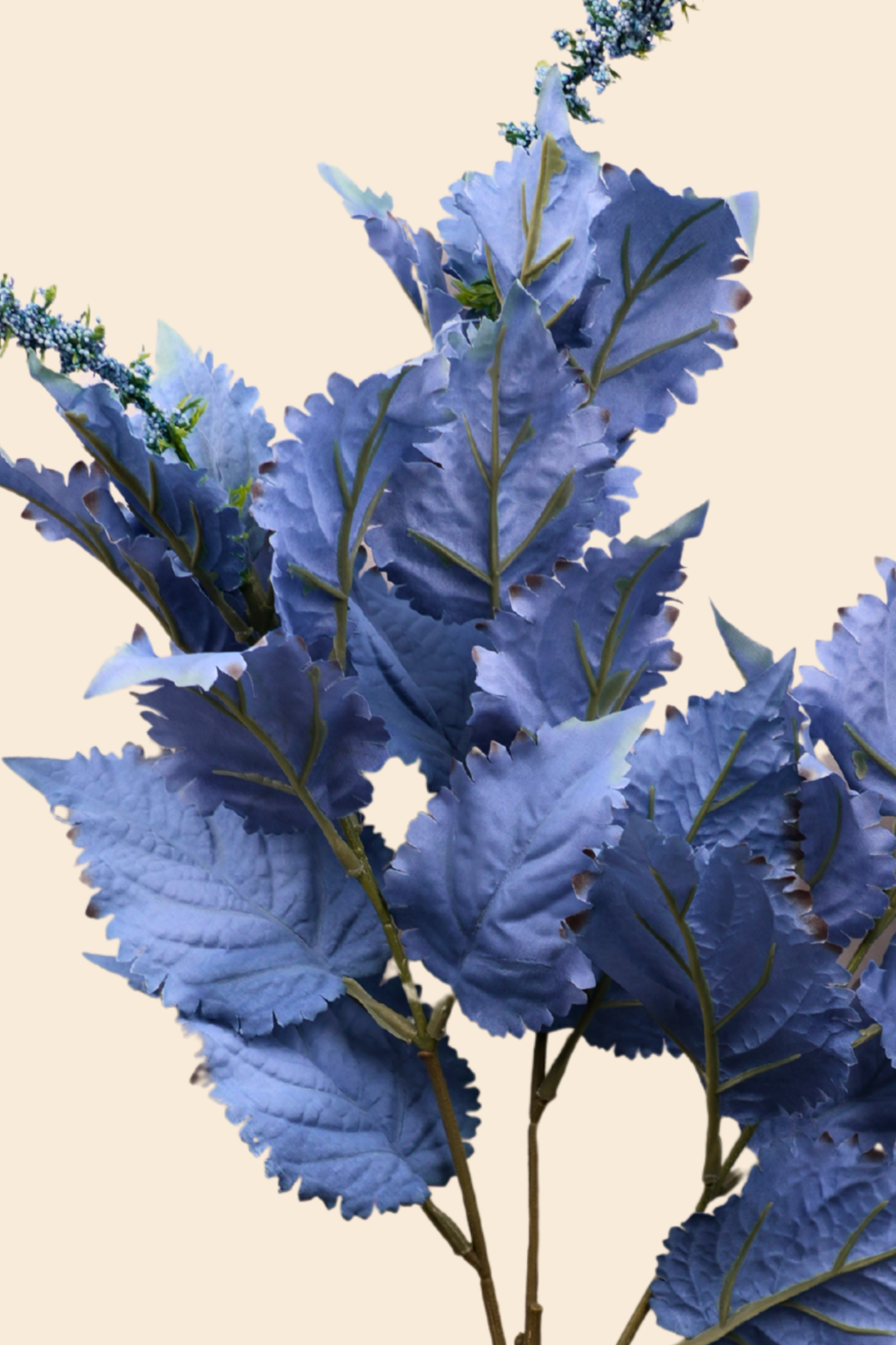 Faux Leaf Spray Bloom Spike Flower Stem - Deep Blue