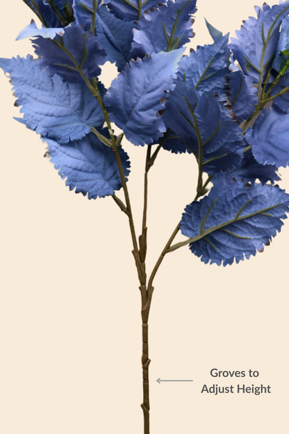 Faux Leaf Spray Bloom Spike Flower Stem - Deep Blue