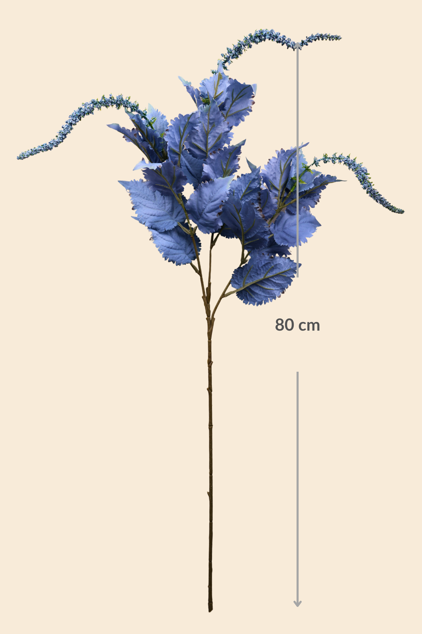 Faux Leaf Spray Bloom Spike Flower Stem - Deep Blue