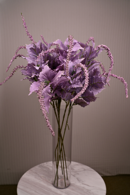 Faux Leaf Spray Bloom Spike Flower Stem - Lavender