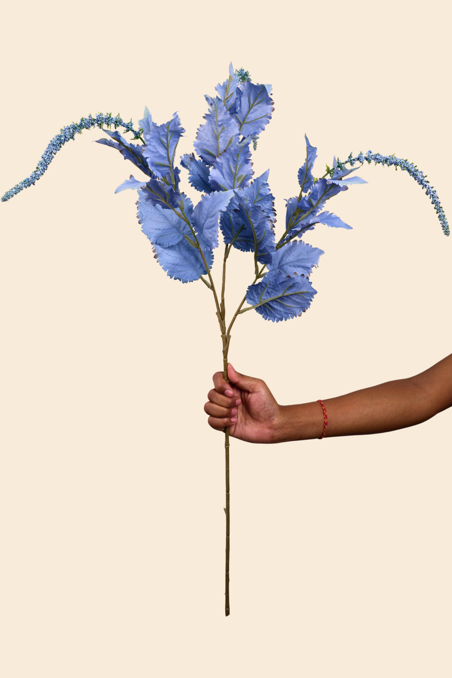 Faux Leaf Spray Bloom Spike Flower Stem - Powder Blue