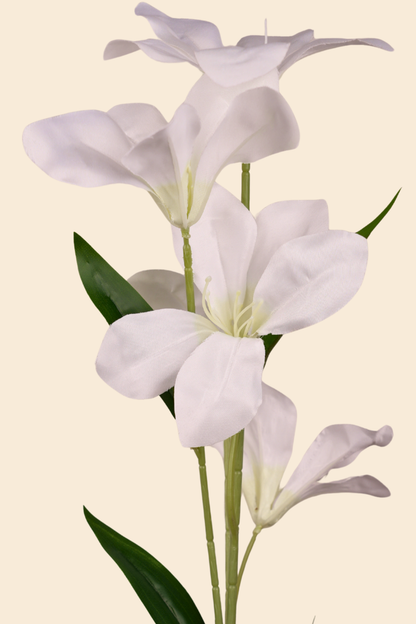 Faux Clemantis Azure Flower Stem - White