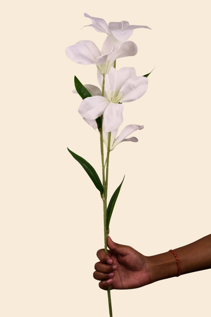 Faux Clemantis Azure Flower Stem - White