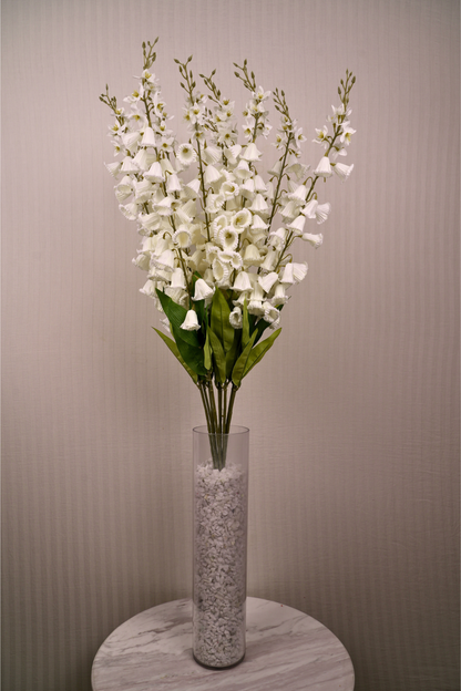 Faux Campanula Bell Flower Flower Stem - White