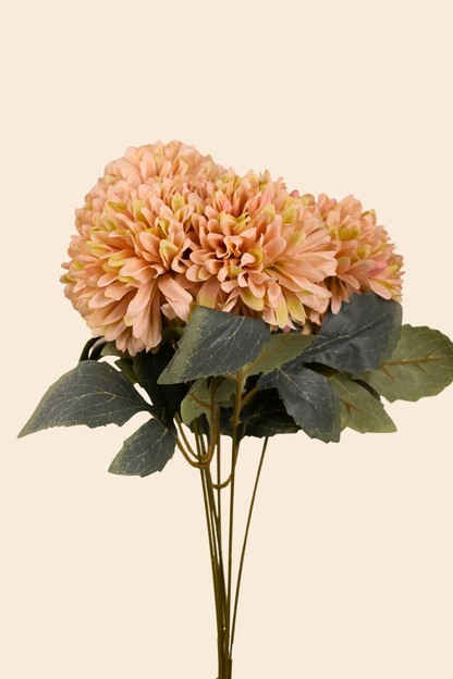 Faux Chrysanthemums Pompom Hairball Whimsical Flower Stem - Yellow