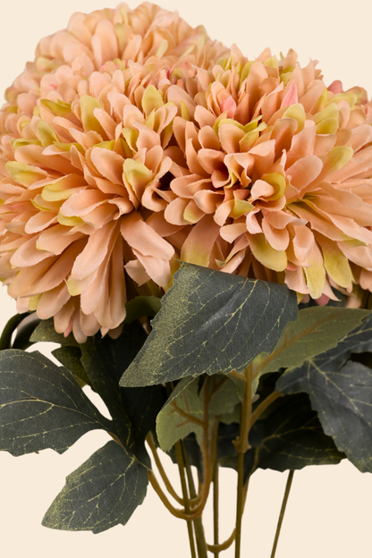 Faux Chrysanthemums Pompom Hairball Whimsical Flower Stem - Yellow