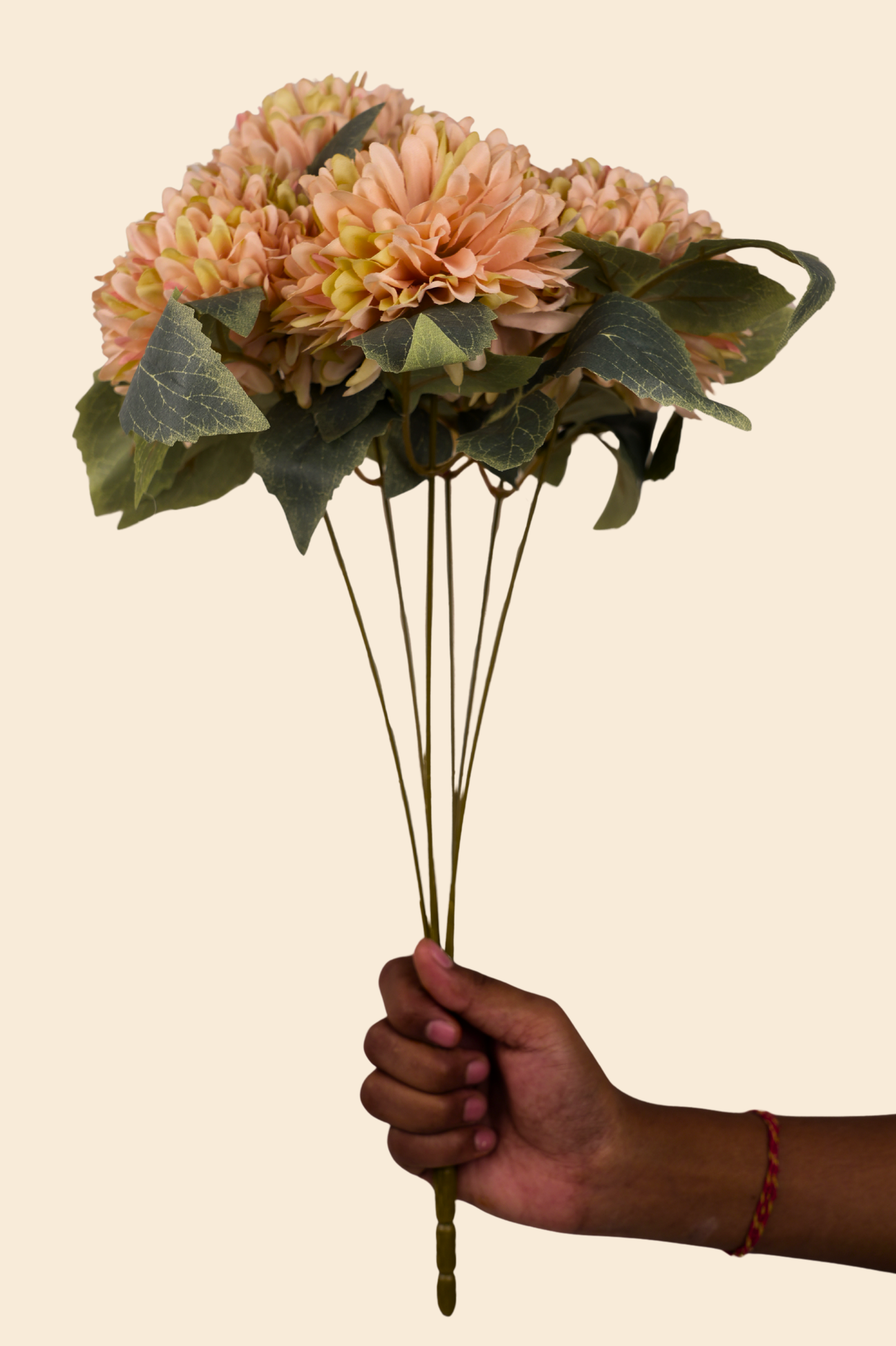 Faux Chrysanthemums Pompom Hairball Whimsical Flower Stem - Yellow