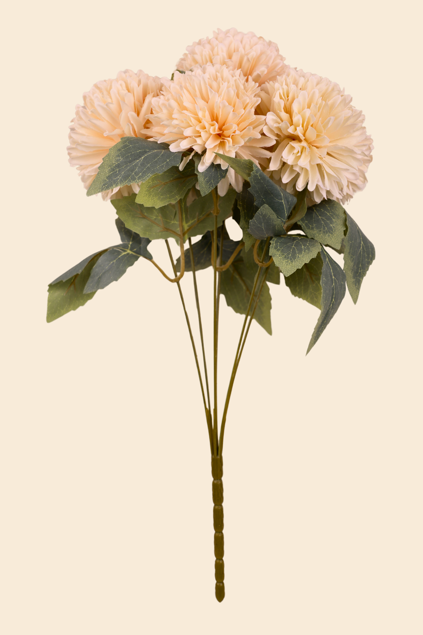 Faux Chrysanthemums Pompom Hairball Whimsical Flower Stem - Cream