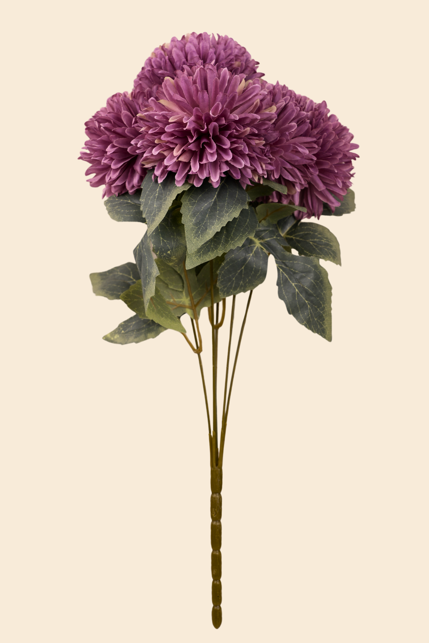 Faux Chrysanthemums Pompom Hairball Whimsical Flower Stem - Mauve Purple