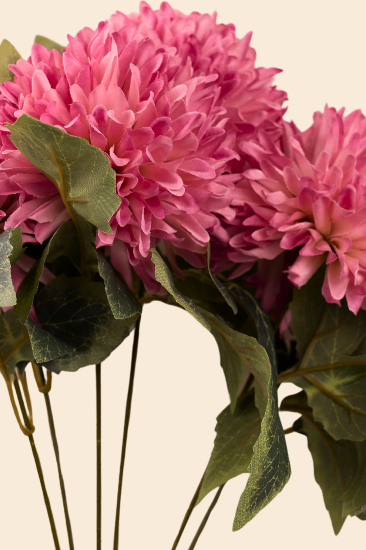 Faux Chrysanthemums Pompom Hairball Whimsical Flower Stem - Pink