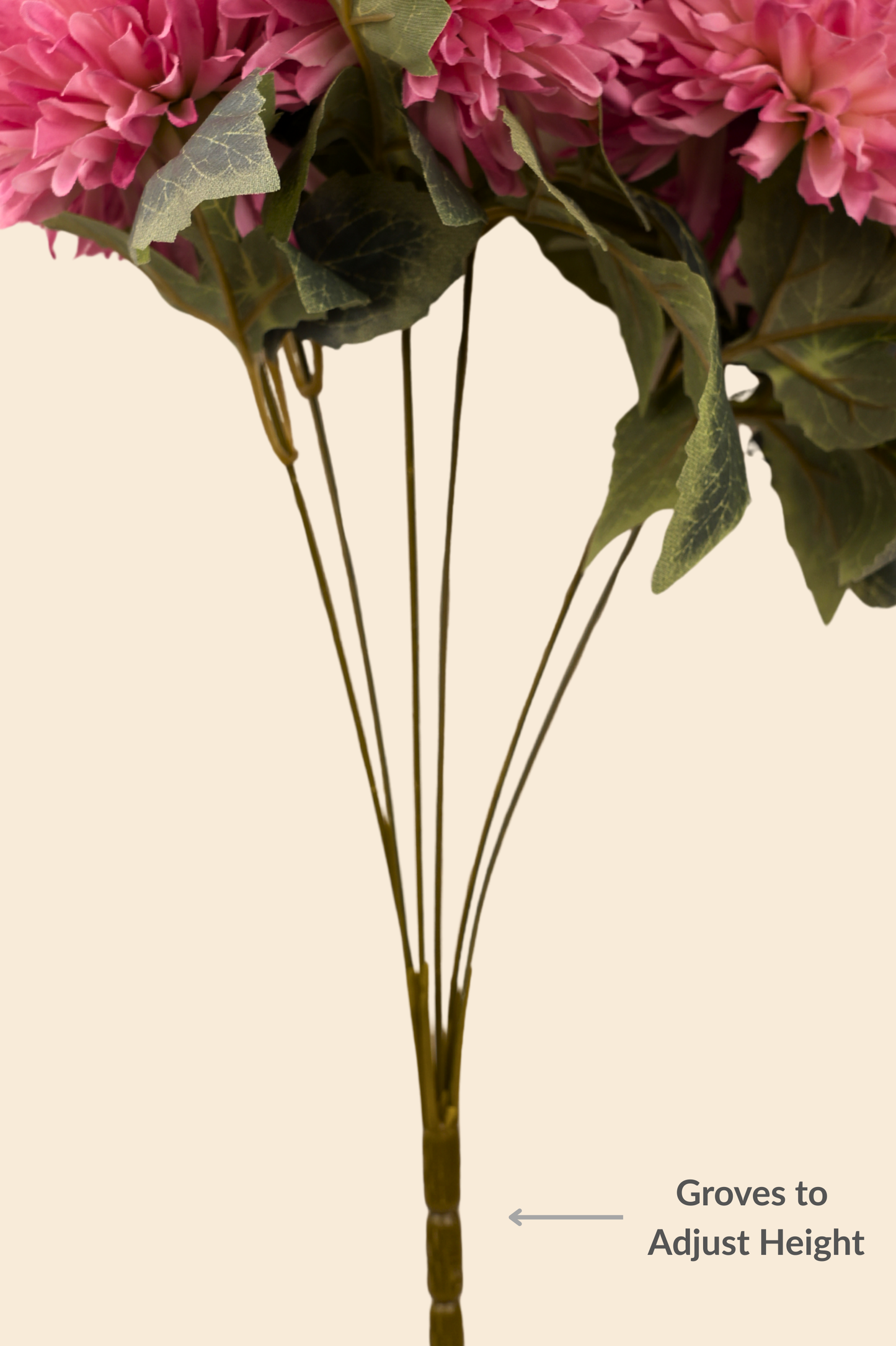 Faux Chrysanthemums Pompom Hairball Whimsical Flower Stem - Pink