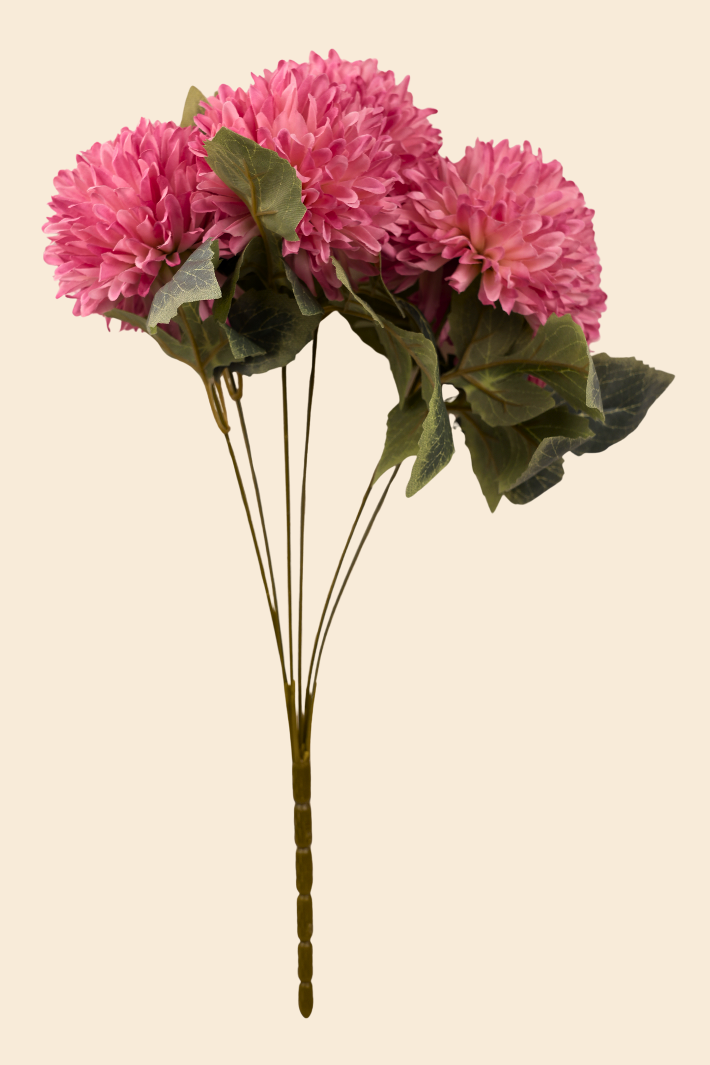 Faux Chrysanthemums Pompom Hairball Whimsical Flower Stem - Pink