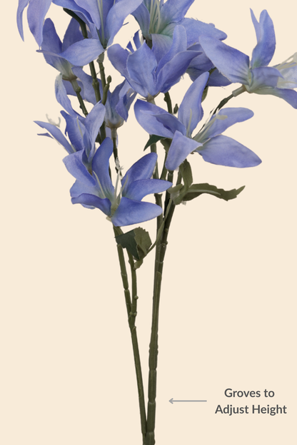 Faux Clematis Spray Star Flower Stem - Blue