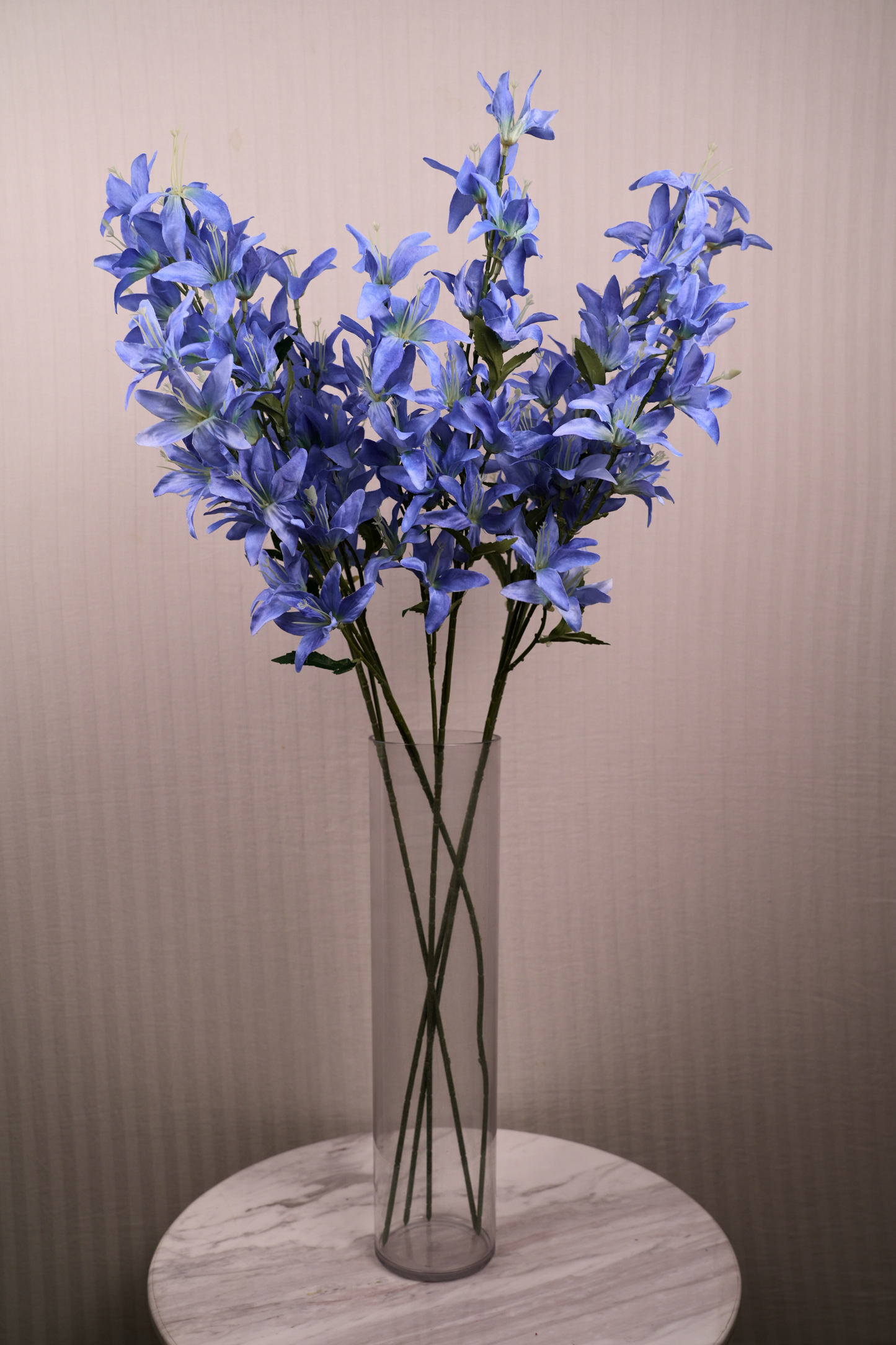 Faux Clematis Spray Star Flower Stem - Blue