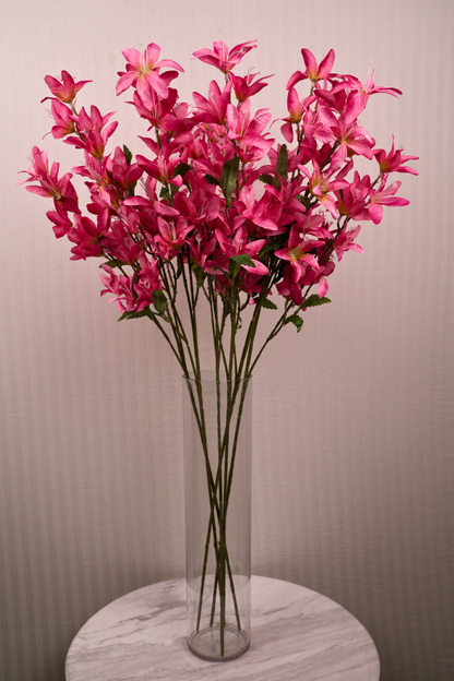 Faux Clematis Spray Star Flower Stem - Dark Pink
