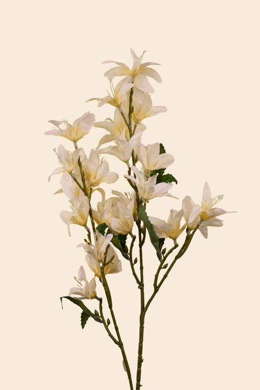 Faux Clematis Spray Star Flower Stem - Light Yellow