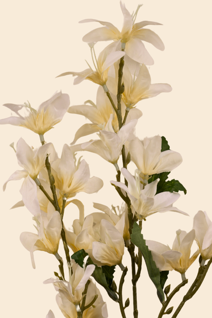 Faux Clematis Spray Star Flower Stem - Light Yellow