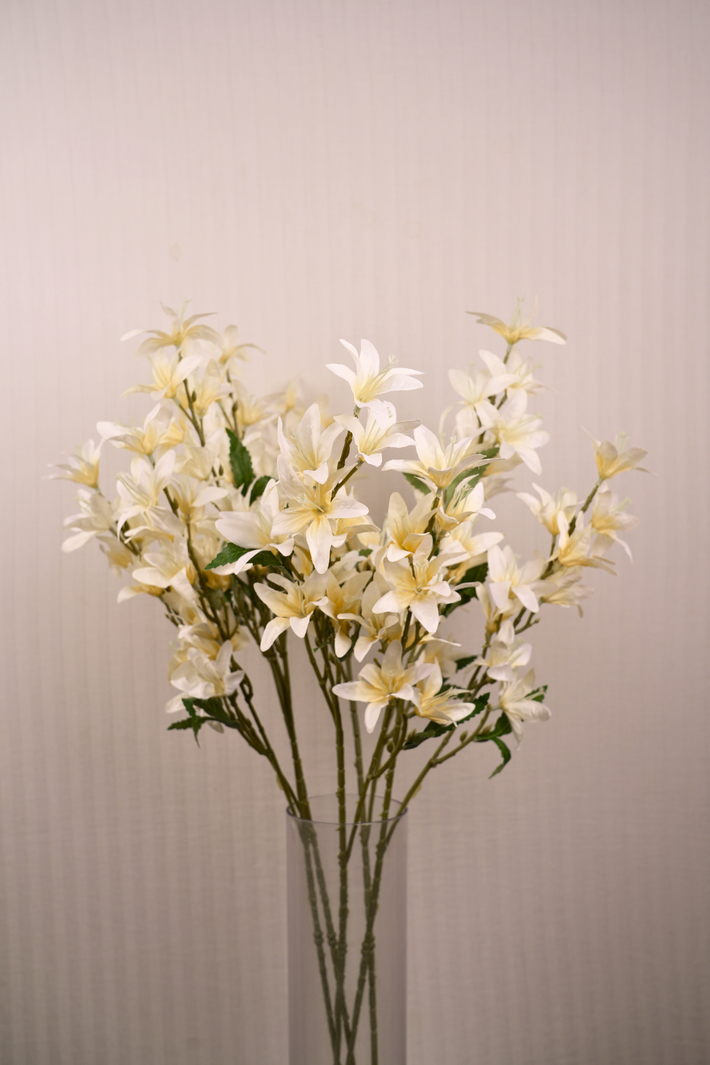 Faux Clematis Spray Star Flower Stem - Light Yellow