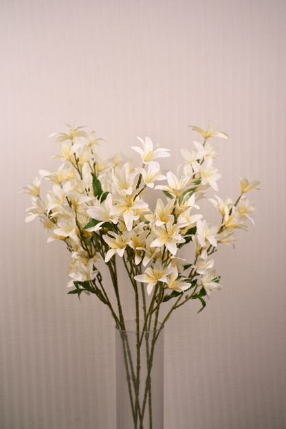 Faux Clematis Spray Star Flower Stem - Light Yellow