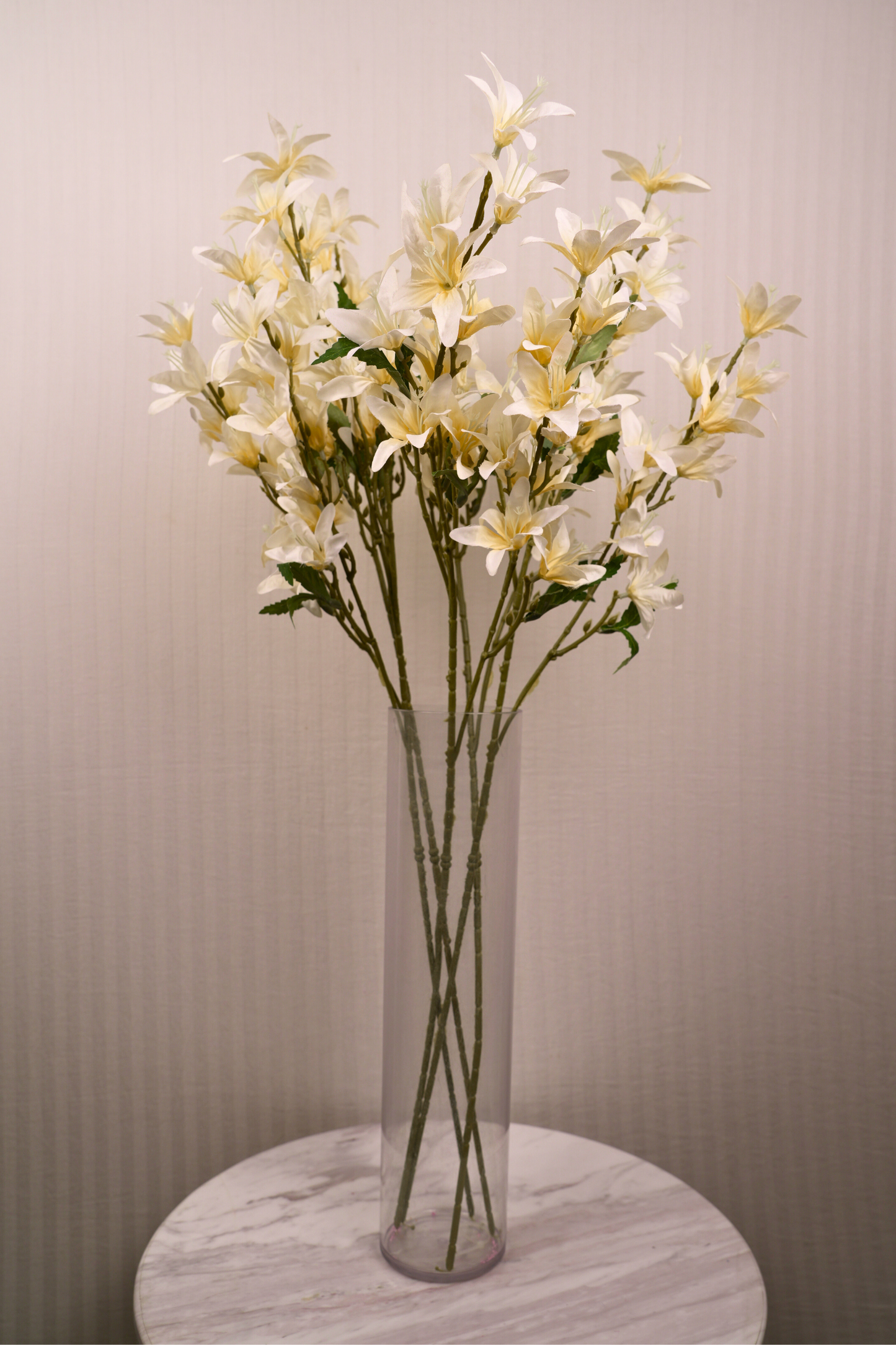 Faux Clematis Spray Star Flower Stem - Light Yellow