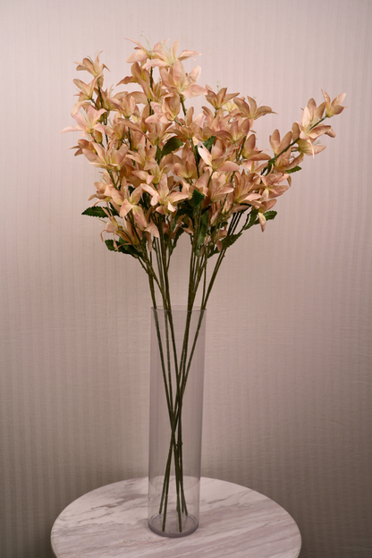 Faux Clematis Spray Star Flower Stem - Light brown