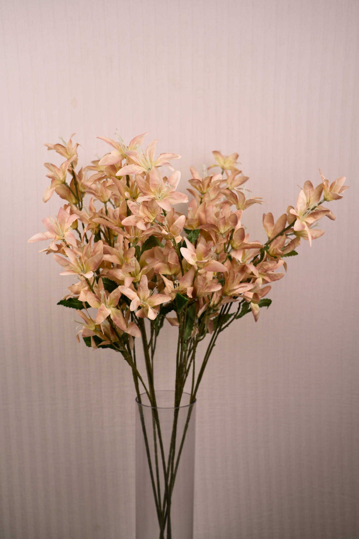 Faux Clematis Spray Star Flower Stem - Light brown