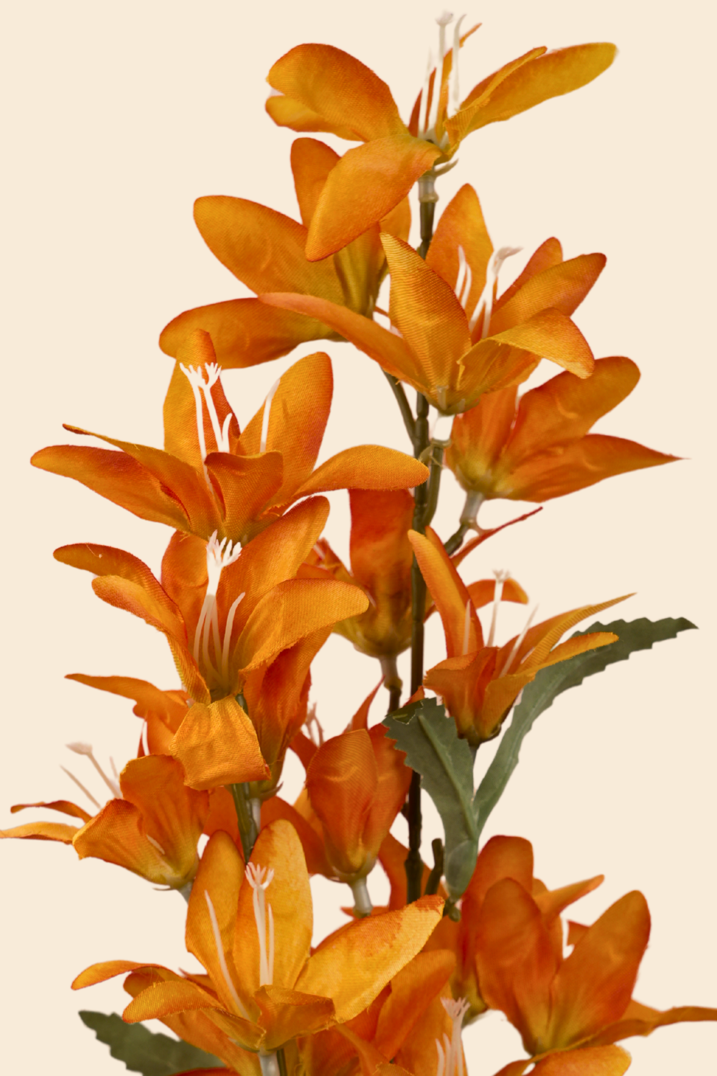 Faux Clematis Spray Star Flower Stem - Orange