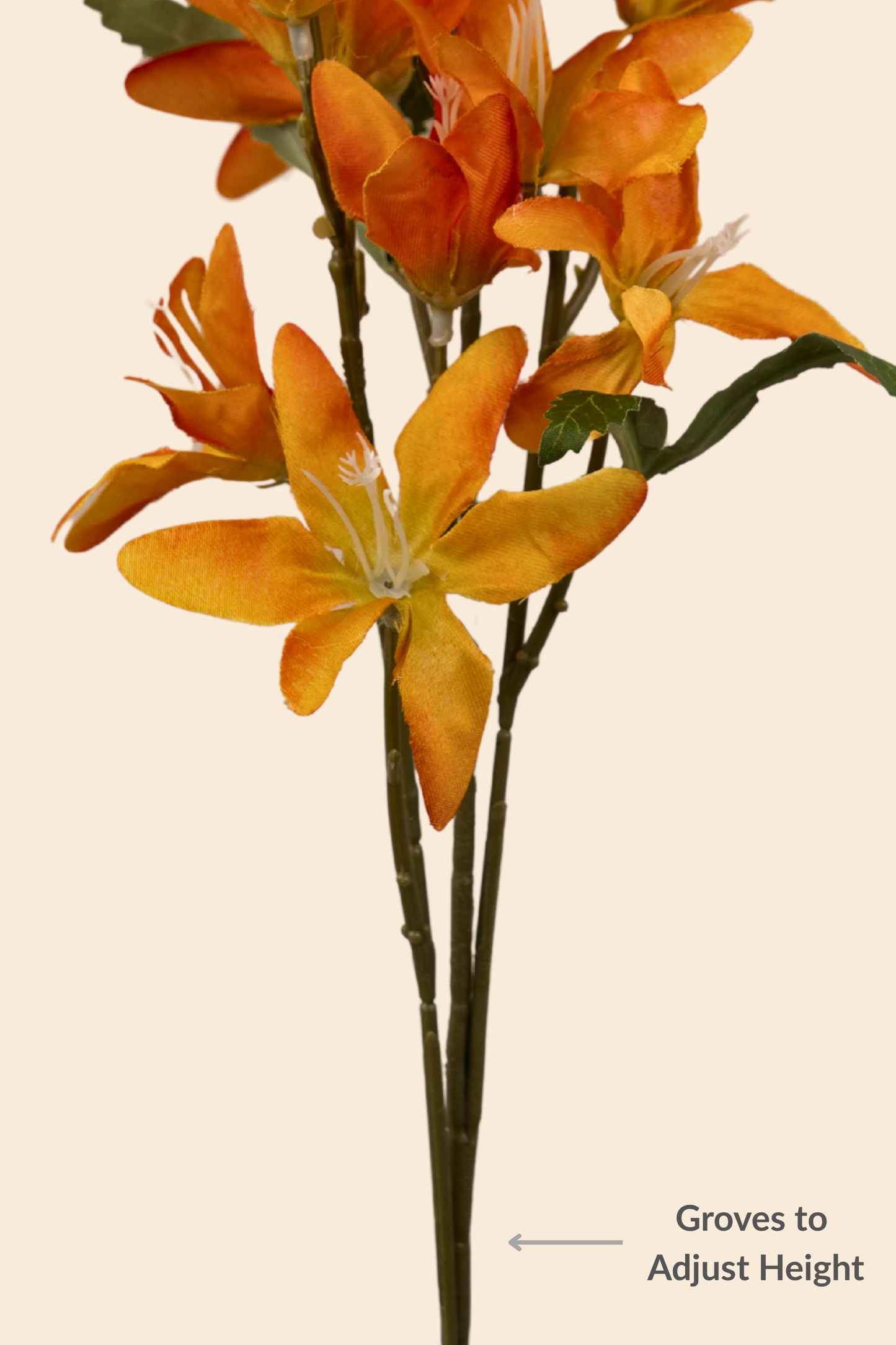 Faux Clematis Spray Star Flower Stem - Orange