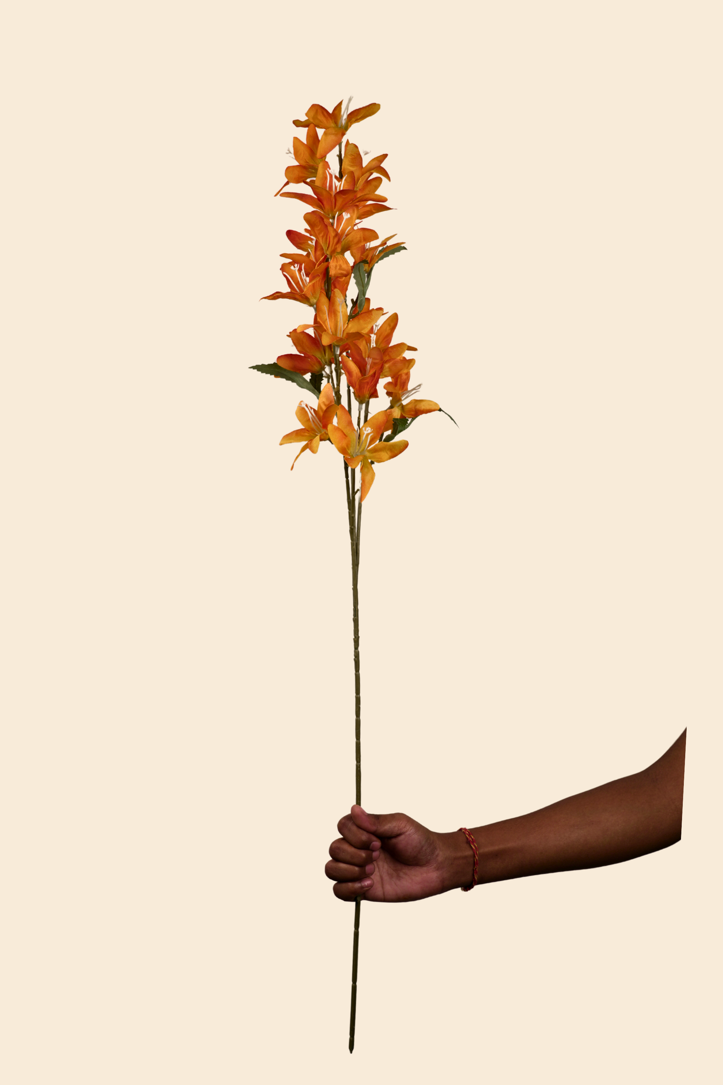 Faux Clematis Spray Star Flower Stem - Orange