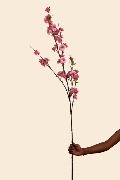 Faux Cherry Blossom Long Flower Stem - Pink