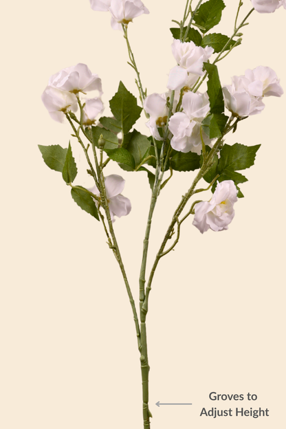 Faux Lathyrus Sweet Pea Flower Stem - White