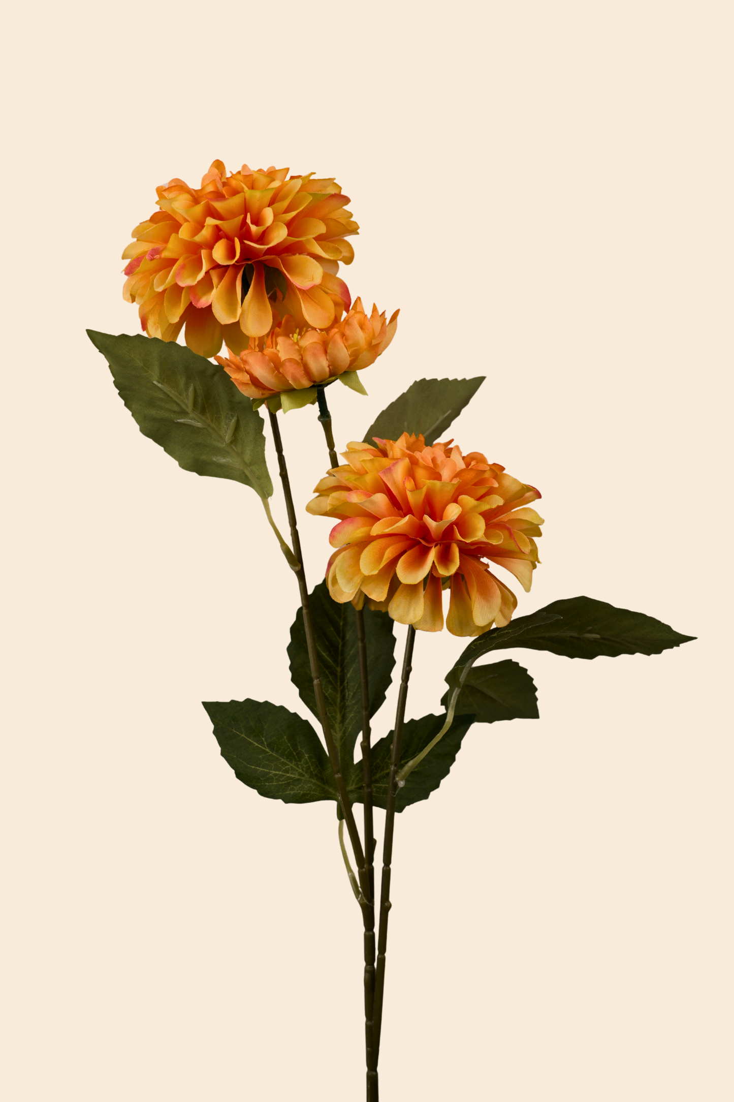 Faux Dahlia Pinnata Regal Flower Stem - Orange