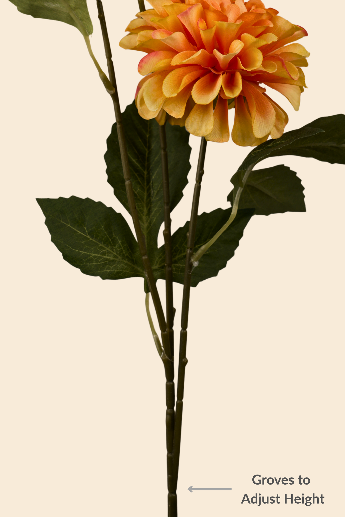Faux Dahlia Pinnata Regal Flower Stem - Orange