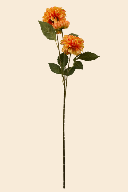 Faux Dahlia Pinnata Regal Flower Stem - Orange