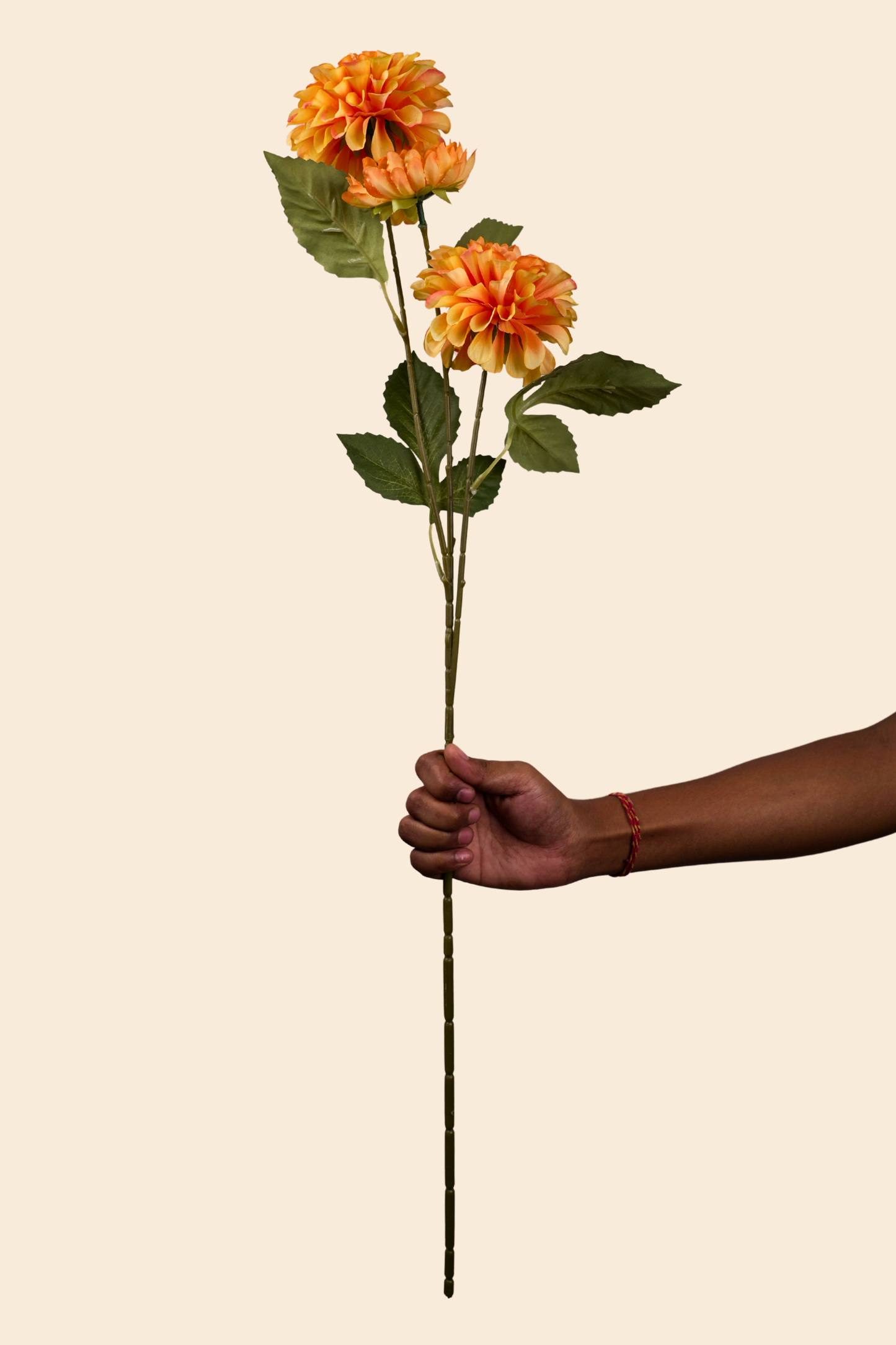 Faux Dahlia Pinnata Regal Flower Stem - Orange