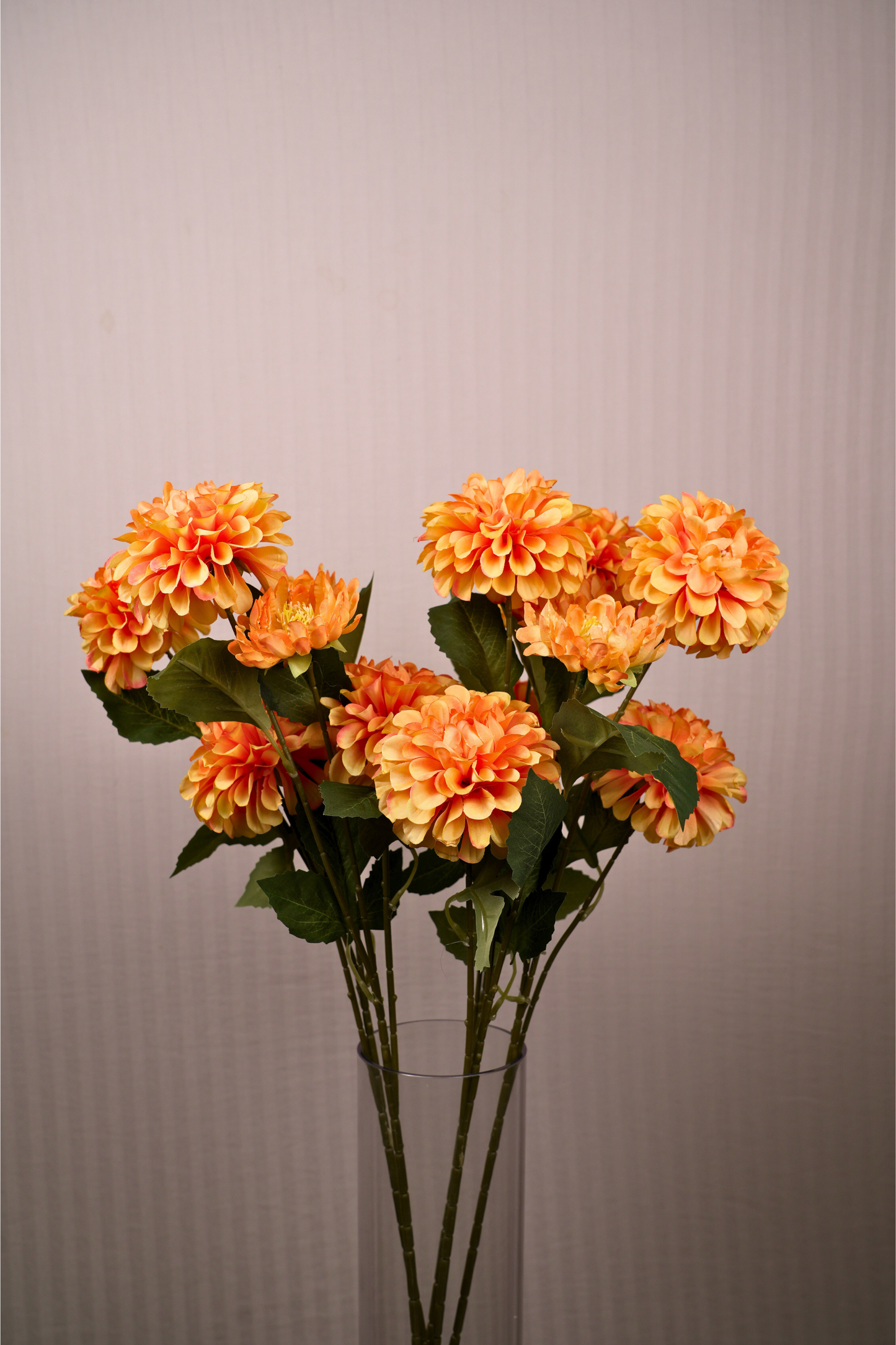 Faux Dahlia Pinnata Regal Flower Stem - Orange
