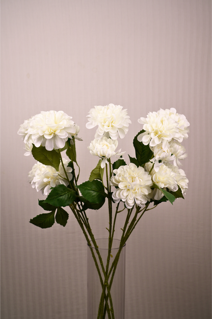 Faux Dahlia Pinnata Regal Flower Stem - White