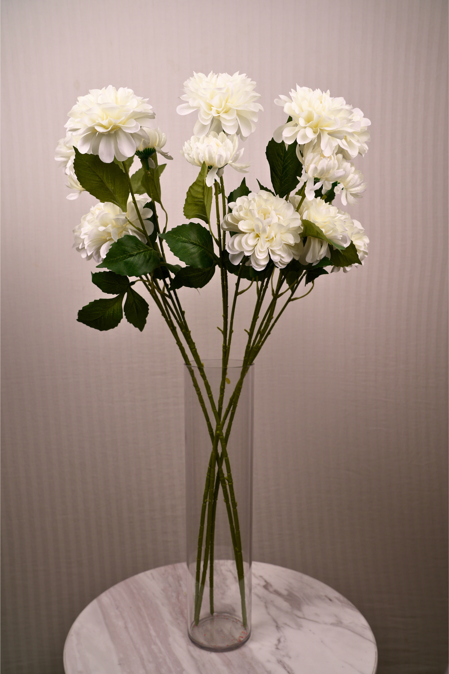 Faux Dahlia Pinnata Regal Flower Stem - White