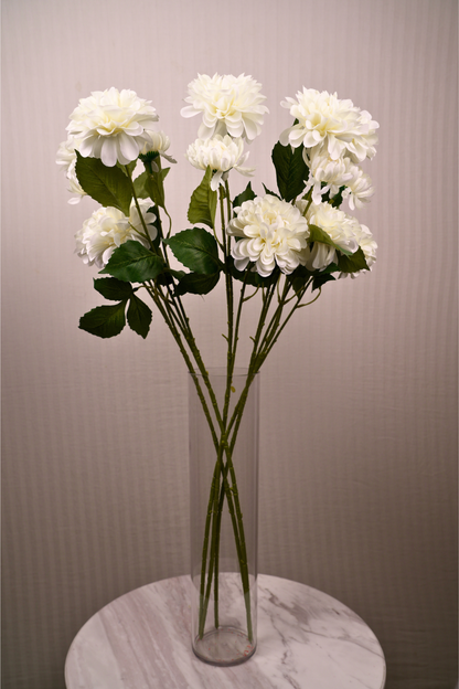 Faux Dahlia Pinnata Regal Flower Stem - White