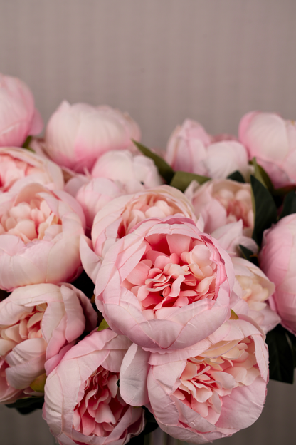 Faux Peonies Elegant Bloom Flower Stem - Light Pink