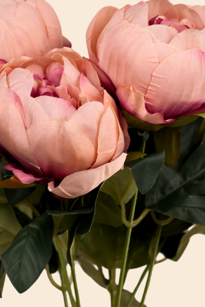 Faux Peonies Elegant Bloom Flower Stem - Peach
