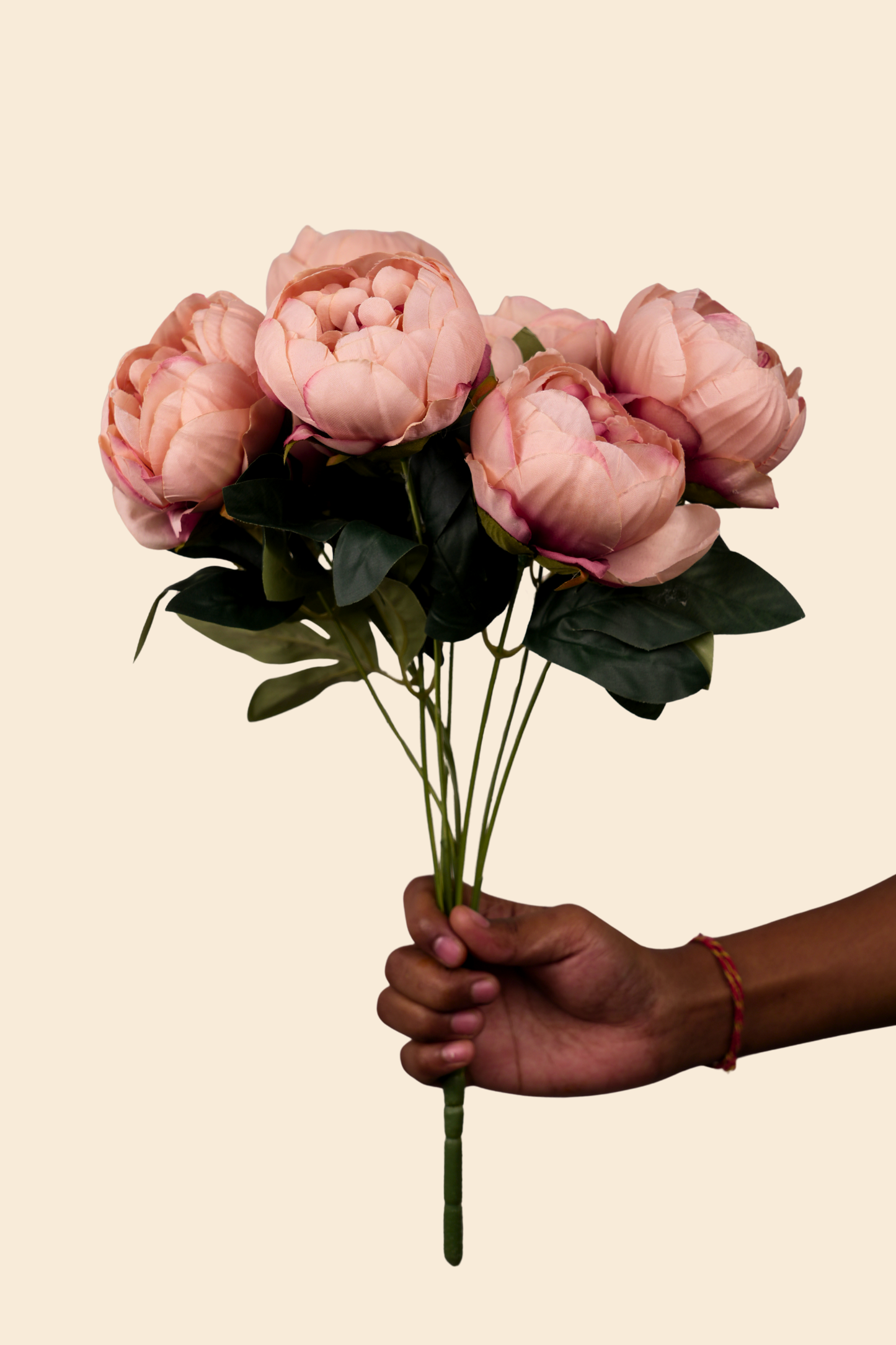 Faux Peonies Elegant Bloom Flower Stem - Peach