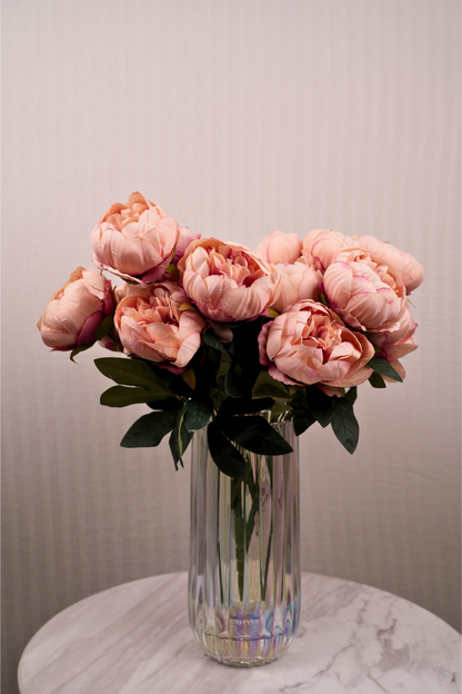 Faux Peonies Elegant Bloom Flower Stem - Peach