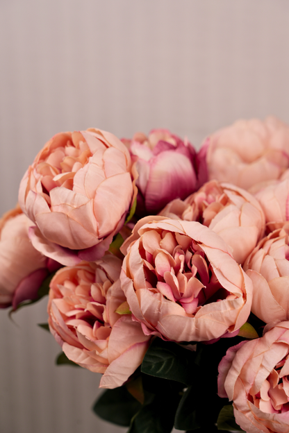 Faux Peonies Elegant Bloom Flower Stem - Peach